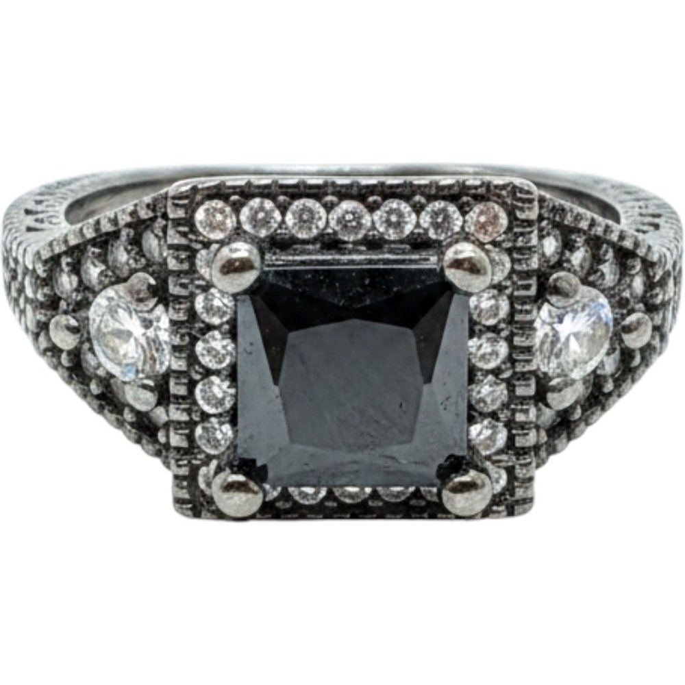 Diamond Princess Cut Halo Engagement Ring Vintage Style